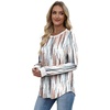 image:imageXIEERDUO Womens Long Sleeve Tops Color Block Casual Crewneck Tops Tshirt Basic Tee Fall Fashion Clothes Trendy OutfitsPatternedbrown Printed