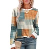 image:imageXIEERDUO Womens Long Sleeve Tops Color Block Casual Crewneck Tops Tshirt Basic Tee Fall Fashion Clothes Trendy OutfitsPatternedorange and Blue Plaid