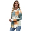 image:imageXIEERDUO Womens Long Sleeve Tops Color Block Casual Crewneck Tops Tshirt Basic Tee Fall Fashion Clothes Trendy OutfitsPatternedorange and Blue Plaid