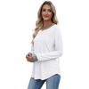 image:imageXIEERDUO Womens Long Sleeve Tops Color Block Casual Crewneck Tops Tshirt Basic Tee Fall Fashion Clothes Trendy OutfitsWhite