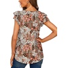 image:imageXIEERDUO Womens Summer Tops Ruffle Short Sleeve V Neck Chiffon Blouses Flowy T ShirtsDkhaki
