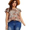 image:imageXIEERDUO Womens Summer Tops Ruffle Short Sleeve V Neck Chiffon Blouses Flowy T ShirtsDkhaki