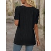 image:imageXIEERDUO Womens Summer Tops Trendy V Neck T Shirts Puff Sleeve Casual Flowy07ablack