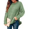 image:imageXIEERDUO Womens Sweaters Oversized Long Sleeve Crewneck Side Slits Tunic TopsGreen