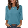 image:imageXIEERDUO 34 Length Sleeve Tops for Women Business Casual Blouses Slit Side Shirts Blouses Summer Fashion Clothes 2026Turquoise