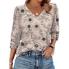 image:imageXIEERDUO 34 Length Sleeve Womens Tops V Neck Blouses with Buttons CasualFkhaki Ink Floral