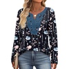 image:imageXIEERDUO Boho Tops for Women Blouses Dressy Casual V Neck Long Sleeve Shirts Fall Outfits Trendy Vacation ClothesZ Floral Black