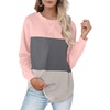 image:imageXIEERDUO Long Sleeve Tops For Women Casual Fall Tunic Sweatshirt Pink Color Block Winter L