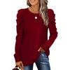image:imageXIEERDUO Womens Crewneck Sweatshirt Fall Long Sleeve Tunic Tops Red Blouse Plus Size XXL