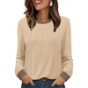 image:imageXIEERDUO Womens Long Sleeve Tops Color Block Casual Crewneck Tops Tshirt Basic Tee Fall Fashion Clothes Trendy OutfitsApricot