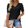 image:imageXIEERDUO Womens Summer Tops Trendy V Neck T Shirts Puff Sleeve Casual Flowy07ablack