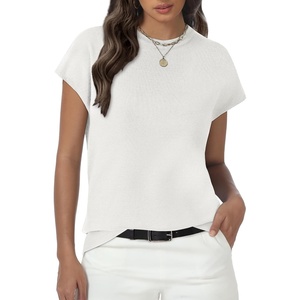 image:imageWomens Tops Summer Sweaters Short Sleeve Shirts Dressy Casual Basic Casual Cap Sleeve Tops Beach Vacation ClothesWhite