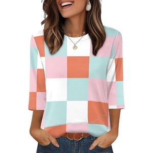 image:imageXIEERDUO 34 Length Sleeve Tops for Women Business Casual Blouses Slit Side Shirts Blouses Summer Fashion Clothes 20261plaid Print