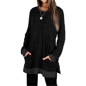 image:imageXIEERDUO Black Sweatshirts for Women Cozy Lightweight Sweaters Tunics Womens Tops Tunic S
