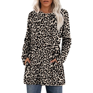image:imageXIEERDUO Long Sleeve Shirts for Women Crewneck Tunic Tops Loose Fit Dressy Womens Sweaters with Pockets Fall Fashion 2026Patternedcheetah Print