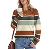 image:imageWomens Sweaters Fall Fashion 2025 Long Sleeve Button Cuff Soft Knit Pullover Trendy Tops Dressy Casual Blouses0stripe