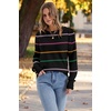 image:imageWomens Sweaters Fall Fashion 2025 Long Sleeve Button Cuff Soft Knit Pullover Trendy Tops Dressy Casual BlousesBlack Stripes