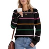 image:imageWomens Sweaters Fall Fashion 2025 Long Sleeve Button Cuff Soft Knit Pullover Trendy Tops Dressy Casual BlousesBlack Stripes