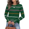 image:imageWomens Sweaters Fall Fashion 2025 Long Sleeve Button Cuff Soft Knit Pullover Trendy Tops Dressy Casual BlousesGreen Stripes