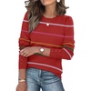 image:imageWomens Sweaters Fall Fashion 2025 Long Sleeve Button Cuff Soft Knit Pullover Trendy Tops Dressy Casual BlousesRed Stripes