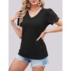 image:imageEmbroidered Lace Shirts V Neck T Shirts for Women Black Shirt Womens Summer Tops 2024 Oversized Tee Blouse XXL