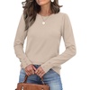 image:imageWomens Sweaters Fall Fashion 2026 Long Sleeve Button Cuff Soft Knit Pullover Trendy Tops Dressy Casual BlousesApricot