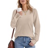 image:imageWomens Sweaters Fall Fashion 2026 Long Sleeve Button Cuff Soft Knit Pullover Trendy Tops Dressy Casual BlousesApricot