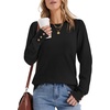image:imageWomens Sweaters Fall Fashion 2026 Long Sleeve Button Cuff Soft Knit Pullover Trendy Tops Dressy Casual BlousesBlack