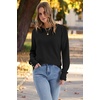 image:imageWomens Sweaters Fall Fashion 2026 Long Sleeve Button Cuff Soft Knit Pullover Trendy Tops Dressy Casual BlousesBlack