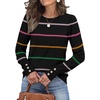 image:imageWomens Sweaters Fall Fashion 2026 Long Sleeve Button Cuff Soft Knit Pullover Trendy Tops Dressy Casual BlousesBlack Stripes
