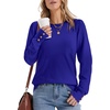 image:imageWomens Sweaters Fall Fashion 2026 Long Sleeve Button Cuff Soft Knit Pullover Trendy Tops Dressy Casual BlousesBlue