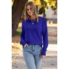 image:imageWomens Sweaters Fall Fashion 2026 Long Sleeve Button Cuff Soft Knit Pullover Trendy Tops Dressy Casual BlousesBlue