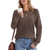 image:imageWomens Sweaters Fall Fashion 2026 Long Sleeve Button Cuff Soft Knit Pullover Trendy Tops Dressy Casual BlousesBrown