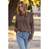 image:imageWomens Sweaters Fall Fashion 2026 Long Sleeve Button Cuff Soft Knit Pullover Trendy Tops Dressy Casual BlousesBrown