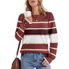 image:imageWomens Sweaters Fall Fashion 2026 Long Sleeve Button Cuff Soft Knit Pullover Trendy Tops Dressy Casual BlousesColored Stripes 1
