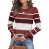 image:imageWomens Sweaters Fall Fashion 2026 Long Sleeve Button Cuff Soft Knit Pullover Trendy Tops Dressy Casual BlousesColored Stripes 1
