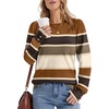 image:imageWomens Sweaters Fall Fashion 2026 Long Sleeve Button Cuff Soft Knit Pullover Trendy Tops Dressy Casual BlousesColored Stripes 2