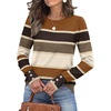 image:imageWomens Sweaters Fall Fashion 2026 Long Sleeve Button Cuff Soft Knit Pullover Trendy Tops Dressy Casual BlousesColored Stripes 2