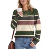 image:imageWomens Sweaters Fall Fashion 2026 Long Sleeve Button Cuff Soft Knit Pullover Trendy Tops Dressy Casual BlousesColored Stripes 3