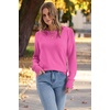 image:imageWomens Sweaters Fall Fashion 2026 Long Sleeve Button Cuff Soft Knit Pullover Trendy Tops Dressy Casual BlousesPink