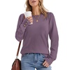 image:imageWomens Sweaters Fall Fashion 2026 Long Sleeve Button Cuff Soft Knit Pullover Trendy Tops Dressy Casual BlousesPurple