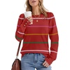 image:imageWomens Sweaters Fall Fashion 2026 Long Sleeve Button Cuff Soft Knit Pullover Trendy Tops Dressy Casual BlousesRed Stripes