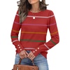 image:imageWomens Sweaters Fall Fashion 2026 Long Sleeve Button Cuff Soft Knit Pullover Trendy Tops Dressy Casual BlousesRed Stripes