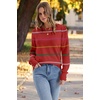 image:imageWomens Sweaters Fall Fashion 2026 Long Sleeve Button Cuff Soft Knit Pullover Trendy Tops Dressy Casual BlousesRed Stripes