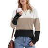 image:imageWomens Sweaters Fall Fashion 2026 Long Sleeve Button Cuff Soft Knit Pullover Trendy Tops Dressy Casual BlousesWhite Brown Black