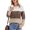 image:imageWomens Sweaters Fall Fashion 2026 Long Sleeve Button Cuff Soft Knit Pullover Trendy Tops Dressy Casual BlousesWhite Brown Khaki