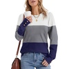 image:imageWomens Sweaters Fall Fashion 2026 Long Sleeve Button Cuff Soft Knit Pullover Trendy Tops Dressy Casual BlousesWhite Grey Blue