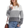image:imageWomens Sweaters Fall Fashion 2026 Long Sleeve Button Cuff Soft Knit Pullover Trendy Tops Dressy Casual BlousesWhite Grey Flower Grey