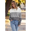 image:imageWomens Sweaters Fall Fashion 2026 Long Sleeve Button Cuff Soft Knit Pullover Trendy Tops Dressy Casual BlousesWhite Grey Flower Grey