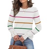 image:imageWomens Sweaters Fall Fashion 2026 Long Sleeve Button Cuff Soft Knit Pullover Trendy Tops Dressy Casual BlousesWhite Stripes